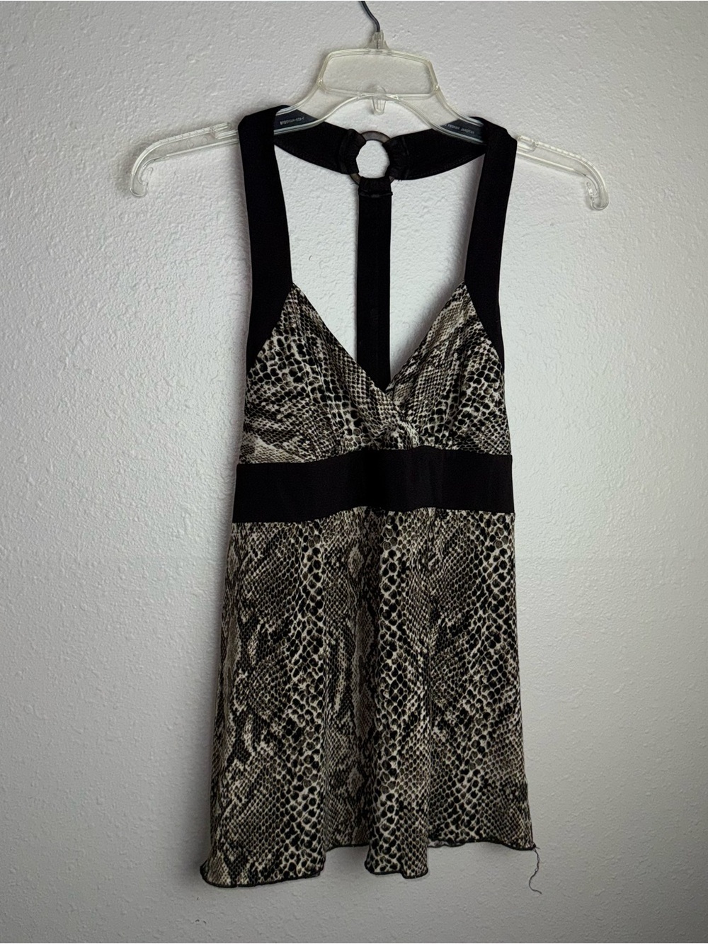 A. Byer Brown Snakeskin Print Halter Top